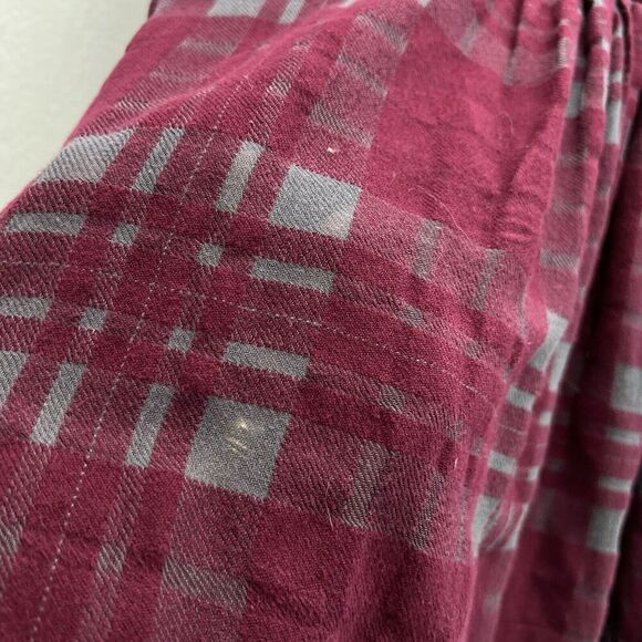 Free People Baby Blues Plaid Tunic Top Small Flannel Burgundy Pockets - Picture 7 of 16